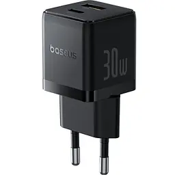 Зарядний пристрій Baseus Palm Fast Charger C+U 30W EU cluster black (P1011160A113-00)