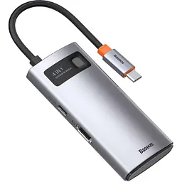 USB-хаб Baseus Metal Gleam Series 4-in-1 Multifunctional Type-C Hub Docking Station Gray (CAHUB-CY0G) [75254] - мініатюра 3