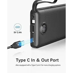 Портативний зарядний пристрій Vrurc 10000 mAh з вбудованими кабелями USB C - мініатюра 4