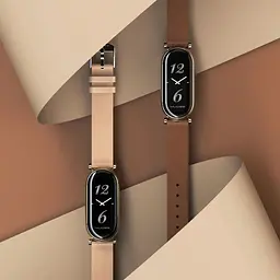 Шкіряний ремінець MiJobs для фітнес-браслета Xiaomi Mi Band 8 і 9 Type B бежевий, тримач - золотистий - мініатюра 9