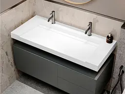 Умивальник Miraggio OLMOS 1200 (0000224) Miramarble, Глянцевий, Підвісний/Врізний, Білий - мініатюра 6
