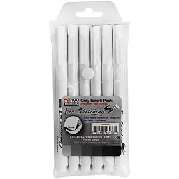 Набір лінерів Marvy Drawing Pen For Sketching сірі відтінки 6 шт