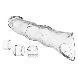 Насадка на пеніс Pretty Love Extension Penis Sleeve Blocks, 28 см (прозорий) - мініатюра 5