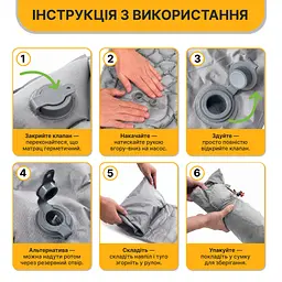 Надувний похідний килимок матрац LEOBRO Air Mat 190 x 60 см Grey (LB-1094) - мініатюра 6