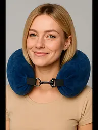 Подушка-чохол для ручної поклажі в літак Travel Pillow Bag 79×18 см, з ремінцями, синя - мініатюра 3