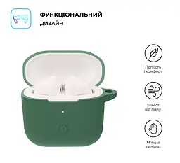 Силіконовий чохол для навушників Xiaomi Redmi Buds 3, Hang Case, зелений, ультратонкий захисний кейс товщиною 2 мм, захист від подряпин, пилу та ударів, компактний, з карабіном для кріплення, ArmorStandart (ARM67082) - мініатюра 2
