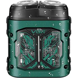 Електробритва акумуляторна VGR V-344 Роторна 8000 RPM Вологозахист IPX6 Фіолетова Зелена