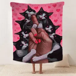 Плед плюшевий 3D Сміливі котики 160х200 см - мініатюра 2