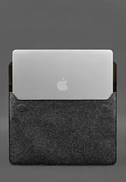 Чохол-конверт BlankNote із клапаном шкіра+фетр для MacBook 14" Темно-коричневий Crazy Horse - мініатюра 4