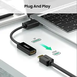 Конвертер Ugreen DisplayPort to HDMI 4K 60Hz 25 см Black (MM137) - мініатюра 7