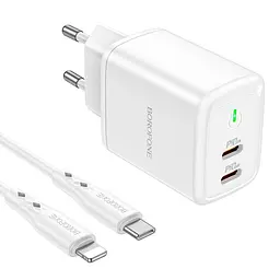 Зарядний пристрій Borofone Type-C to Lightning Reacher BN9 2Type-C 35W біле - мініатюра 5