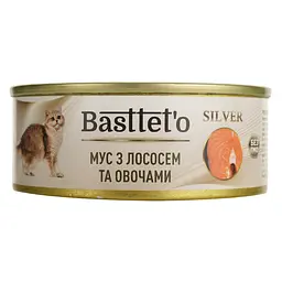 Вологий корм для котів Basttet'o Silver мус з лососем та овочами 85 г - мініатюра 2