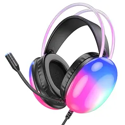 Навушники накладні Hoco W109 Plus ігрові з LED підсвічуванням USB чорний