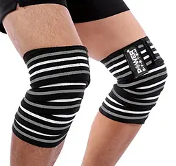 Бинти на коліна Power System PS-3700 Knee Wraps Grey/Black (пара) (PS-3700_Grey-Black) - мініатюра 4