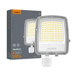 Прожектор Videx F5 50W 3000-5000-6500K з датчиком руху 230V White (VL-F5-050CW-S)