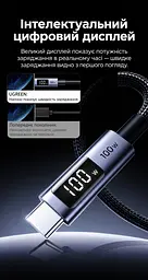 Кабель UGREEN L529 USB-C - USB-C PD 100 Вт з дисплеєм 1 м чорно-сірий (65862) - мініатюра 6