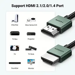 Кабель HDMI 8K Ultra HD UGREEN HD155 HDMI 2.1 HDR+ 3D 8K 60Hz (4K - 240Hz, 2k -144hz 165hz) VRR eARC DTS Dolby 48 Gbps для ПК TV - мініатюра 7