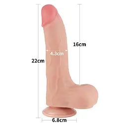 Фалоімітатор Sliding-Skin Dual Layer Dong 8.5'' 22 см тілесний - мініатюра 6