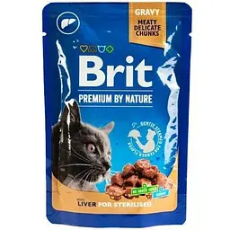 Вологий корм Brit Premium Cat pouch для стерилізованих котів печінка 100 г - мініатюра 4