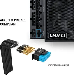 Блок живлення Lian Li EDGE1000, 80 Plus Platinum, Black, EU Cord (G9P.EG1000.BE00.EU) - мініатюра 2