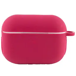 Силіконовий футляр New з карабіном для навушників Airpods Pro Червоний / Rose Red - мініатюра 2