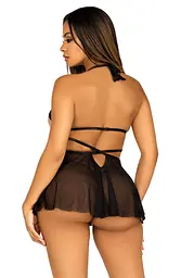 Сорочка бебі-дол з відкритими чашками Leg Avenue Lace and mesh babydoll panty, L - мініатюра 2