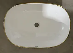 Умивальник накладний Mixxus Premium Ellipse-0105 Edge Gold 600x400x150 мм MP6564, Білий - мініатюра 7