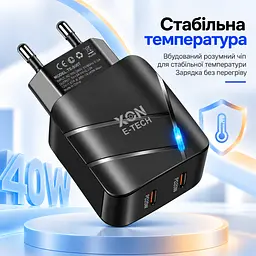 Зарядний пристрій XON PowerCharge 40W (PD20) USB Type-C (PCWC040020A0С2B 6099) Чорний - мініатюра 5