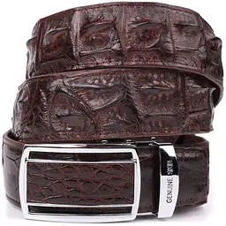 Ремінь-автомат з натуральної шкіри крокодила (каймана) коричневий CROCODILE LEATHER 18235 120 см - мініатюра 4