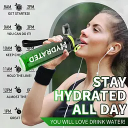 Спортивна пляшка для води Hydrated 1000 мл, фітнес пляшка в зал для фітнесу, велика фляга чорно-зелена - мініатюра 8