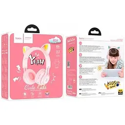 Навушники Hoco W39 Cat Ear Kids BT Headphones котячі вушка блакитні 6931474779250 - мініатюра 3