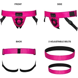 Труси для страпона Strap-On-Me Leatherette Harness Curious Fuchsia - мініатюра 3
