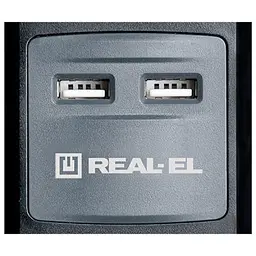 Мережевий подовжувач REAL-EL RS-3 USB CHARGE 1.8m, black (EL122500001) - мініатюра 2