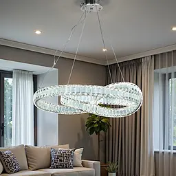 Люстра підвісна LED Diasha D8880/600CH, хром, кришталеві стрічки, Ø 65 см, 92 W, пульт - мініатюра 2