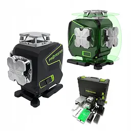 Професійний лазерний рівень PREMIUM, 4x360°(LCD, Bluetooth, ДК, зелений промінь) PROTESTER LL516G