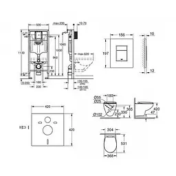 Комплект інсталяція Grohe Rapid SL + унітаз підвісний Grohe Bau Ceramic 39586000, Білий - мініатюра 2