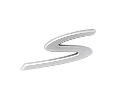 Емблема напис S для Porsche Electric матове срібло 47х18 мм пластик (на скотчі)