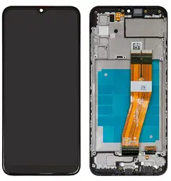 Дисплей Samsung A037G Galaxy A03s, чорний, з рамкою, Original (PRC), з жовтим шлейфом, (162x72 mm)