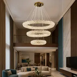 Підвісна світлодіодна кришталева люстра Splendid Ray L6356/800+600+400/3 LED, золото, 164 Вт, від 20-30 м²