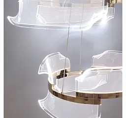 Двоярусна підвісна LED-люстра Artlight 512162/60+40GD золота з двома кільцями та прозорими акриловими розсіювачами - мініатюра 7