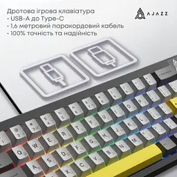 Клавіатура Ajazz AK650 Moon Yellow Switch USB UA Black/Grey/Yellow (AK650-MY-GWY) - мініатюра 7