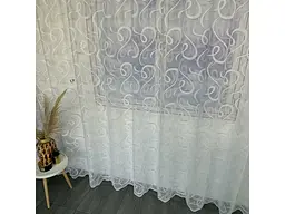 Жакардовий Турецький тюль "Вензель" білий 400х270, тасьма ALBO pbe0052327 - мініатюра 4
