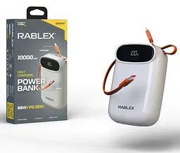Портативна батарея Rablex RB10FP 10000mAh із вбудованим кабелем USB-C PD35W Fast charging Power Bank - мініатюра 3