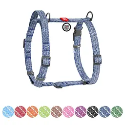 Шлея для собак Waudog Re-cotton H-подібна з QR паспортом світловідбиваюча S 36-42 см синя - мініатюра 2