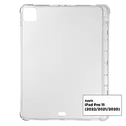 Силіконовий чохол-накладка для Apple iPad Pro 11 (2020)/Pro 11 (2021)/Pro 11 (2022) A2435/A2761/A2762, Air Force, прозорий, протиударний чохол-бампер зі слотом під стилус, посилений захист кутів, виступає над камерою і дисплеєм