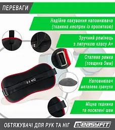 Обтяжувачі Comfort 2,5 кг для ніг та рук з металом (пара) EasyFit fit0024805 - мініатюра 3