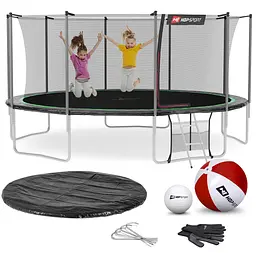 Батут Hop-Sport 16ft (488см) чорно-зелений з внутрішньою сіткою - мініатюра 14