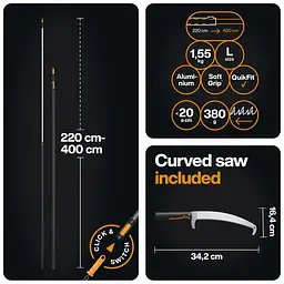 Пила садова закруглена з гаком Fiskars OneClick 360 мм, зріз на себе + ручка L 220-400 см (1080717) - мініатюра 3