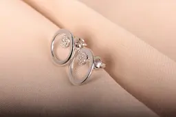 Сережки пуссети з білого золота S-0095 - мініатюра 5
