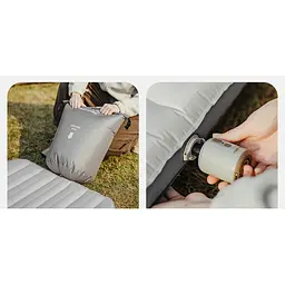 Матрац туристичний надувний одномісний Naturehike CNK2450WS034, 198х68х9.5 см, білий, для кемпінгу із мішком для надування - мініатюра 9